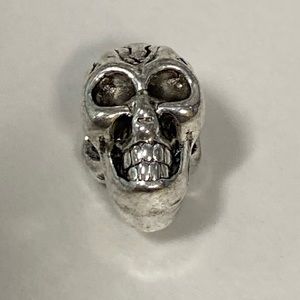 Silver Skull Head Bead Charm 4 Pandora bracelet necklace biker motorcycle
